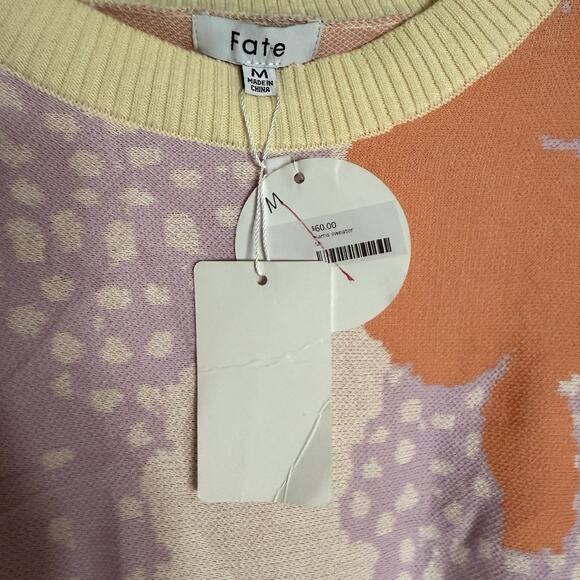 FATE Harris Sweater, Long Sleeve Bright/Colorful Pastel Floral, NWT, Sz Medium - Picture 6 of 10